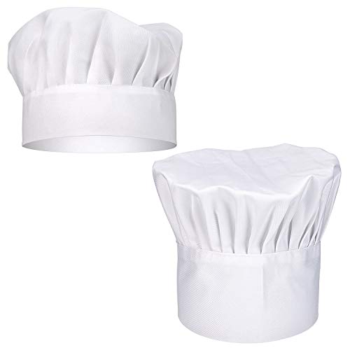 SAVITA 2 Unidades Gorros de Cocinero para Adultos, Casa, Hotel, Restaurante, Blanco