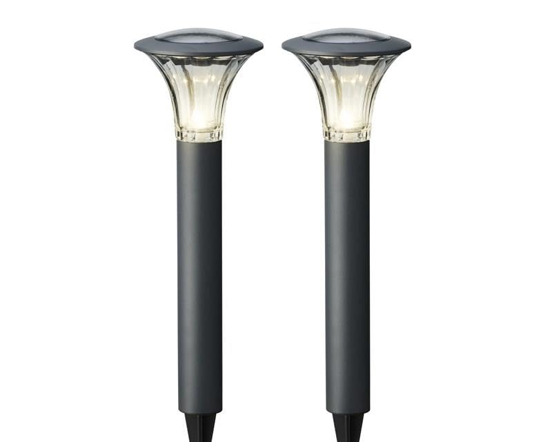 Lumineo LED Solar Gartenbeleuchtung Set - 2 Stück - Außenlampen mit Solarenergie.