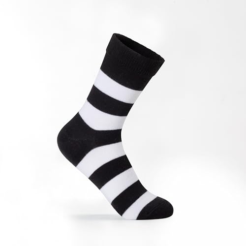 Striped Crew Socks, Cotton, 3 Pairs, Black/Gray/White2