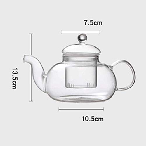 Bule de flores de vidro resistente ao calor, bule de vidro transparente com infusor de vidro e tampa