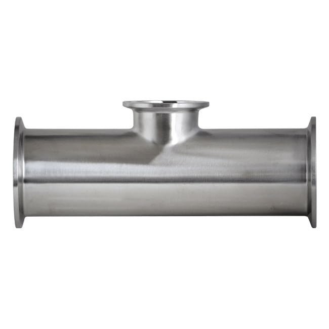 Dixon Sanitary BPE Short Outlet Reducing Clamp Tee, 316L Stainless Steel, 15Ra EPID, 32Ra MPOD - 3/4" x 1/2" PM Finish (SFT4)