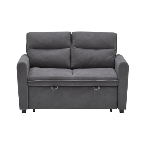 Eleganz Sofá cama de 2 plazas sofá cama con función de dormir: sofá cama plegable con función extensible, respaldo ajustable para salón, gris 127 x 90 x 87 cm