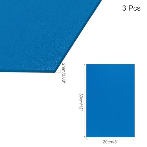 Image of ABS Plastic Sheet 8 x 12 Inch,Flexible Plastic Sheets 1 /12 Inch Thick Thermoplastic Sheet with Leather Texture Dark Blue for DIY Crafts Decors 3Pcs