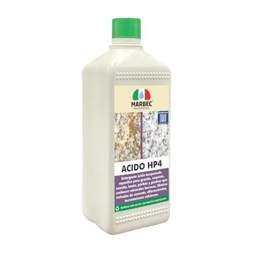 MARBEC ACIDO HP4 1LT Desincrustante específico para suelos de granito, cuarcita, pórfido y piedras con minerales ferrosos.