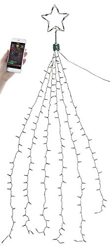 Dekolichterketten: Christbaum-Überwurf-Lichterkette, 180 RGBW-LEDs, Bluetooth & App, IP44 (LED-Lichterkette außen Strom)