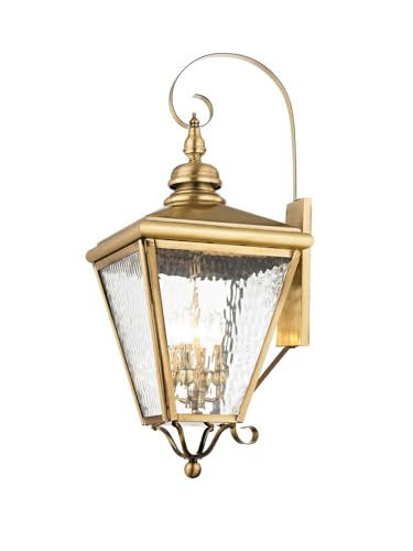Image of Livex Lighting 2036-01 4-Light Outdoor Wall Lantern, Antique Brass | Transitional design