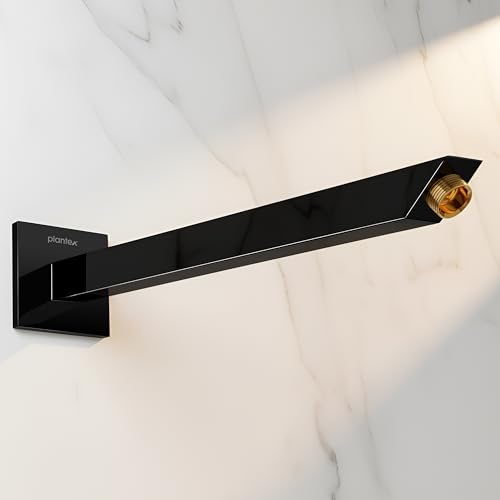 Image of Plantex 14-Inch Shower Arm for Overhead Shower /Stainless Steel Shower Pipe /Wall Mount Bathroom Fitting with -Inch Thread - Pack of 1 (Black)