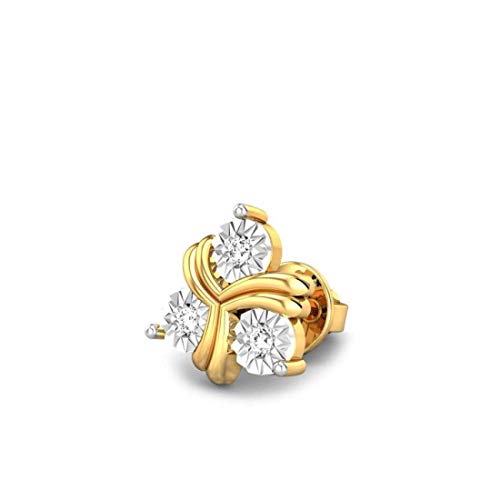 CANDERE - A KALYAN JEWELLERS COMPANY 14K/18K BIS Hallmark Yellow Gold and Certified SIIJ Diamond Stud Earring for Women with Screw Back Closure - Image 2