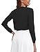 OmicGot Womens Long Sleeve Black Bolero Shrug Open Front Knit Cropped Cardigan L