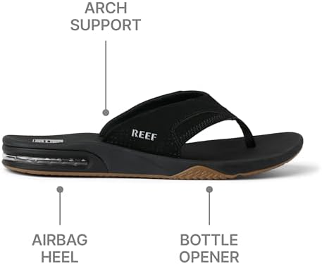 REEF Fanning Mens Sandal Black-Silver 11 - 4