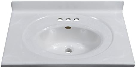 Imperial FS2519W Bathroom Vanity Top with Recessed Center Oval Bowl, White on White Gloss Finish, 25-Inch Wide by 19-Inch Deep