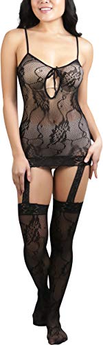 Image of ToBeInStyle Women's Bodystocking Bustier Garter Lingerie Suspender Thigh High Stockings