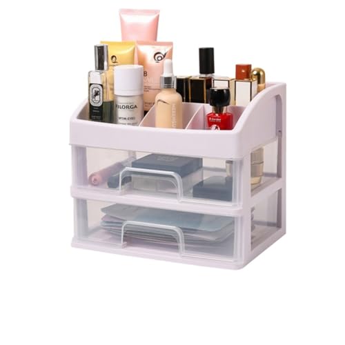 OGXN 化粧品収納ボックス デスクオーガナイザー 文房具収納ケース 小物入れ 書類ケース ペン立て 3 段引き出し 組立不要 大容量 整理整頓 卓上用 デスク周り用 事務用品収納用 (白色,三階)