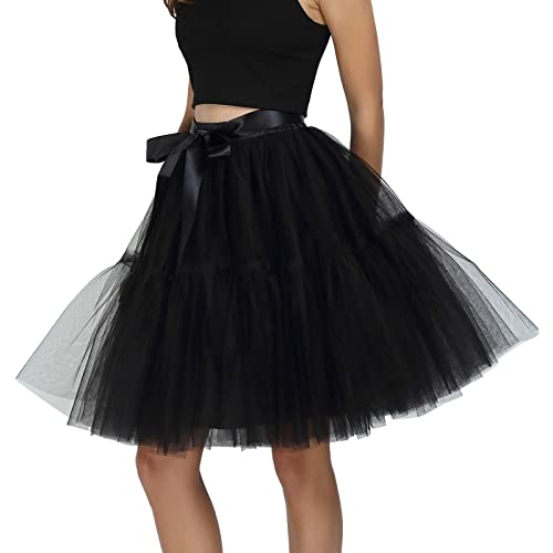 Falda de puerta con corazones para mujer, color sólido, cintura elástica, falda hecha a mano, falda de rendimiento, estiramiento para noche, adultos, Navidad, Negro , Talla única