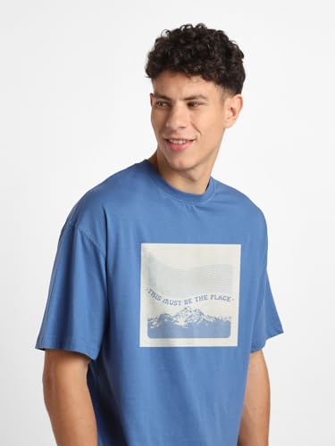 Image of Nobero Men's Oversized Graphic T-Shirt for Men | Soft Cotton | Drop Shoulder Relaxed Fit | Printed Casual Tshirt for Men