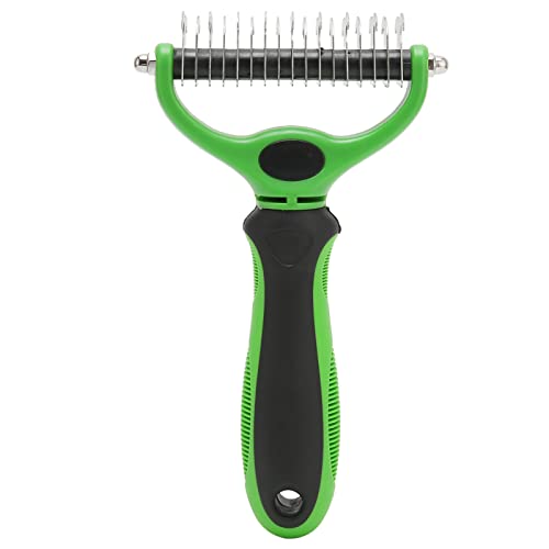 Pet Deshedding Massage Undercoat Rake Grooming Comb (L Green Black)