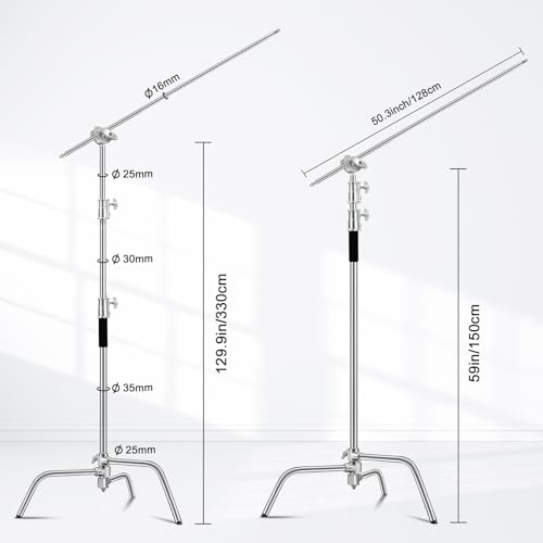 Image of Heavy Duty C Stand 10.8ft /330cm with Boom Arm 100% Stainless Steel