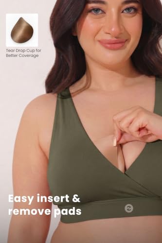 Image of ZELENA Maternity Padded Bra | Removable Cups, Broad Waistband | Soft Stretchable Modal Fabric | Easy Pull Nursing Bra for Pregnancy and Breastfeeding