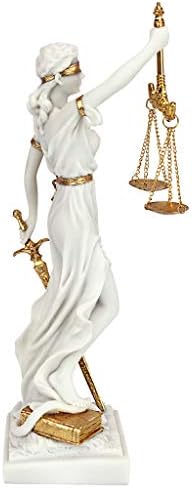 Design Toscano WU71832 Themis Blind Lady of Justice Statue Lawyer Gift, 33 cm, Bonded Marble Polyresin, White