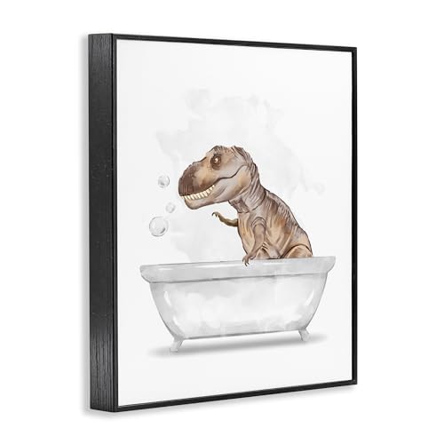 Image of Stupell Industries 'T-Rex Dino in Bubble Bath', Framed Giclee Art, Black, 11 x 14 Inches, Easy to Hang and Sturdy, Made in USA, by Ziwei Li