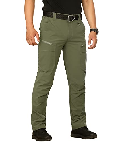 Navekull Men's Lightweight Tactical Pants Quick Dry Work Cargo Pants For Men Hiking Outdoor Pants Stretch Summer Fishing Mountain Military Trousers With Zipper Pockets Army Green #TOP21