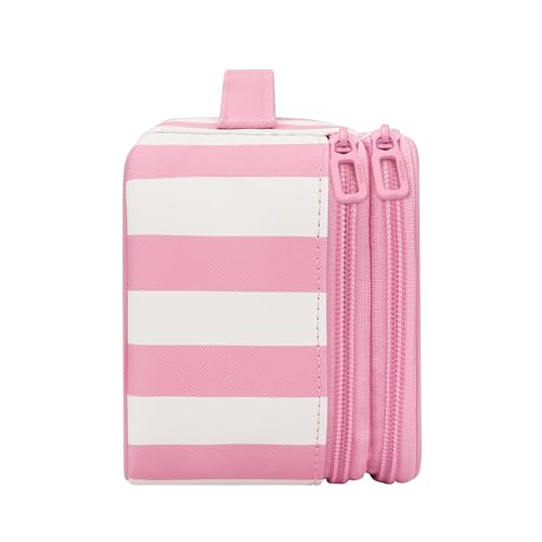 Relavel Travel Makeup Bag, Small Floral Cosmetic Bag with Makeup Brush Compartment, Portable Makeup Pouch for Women, Double Layer Makeup Organizer Bag Cute Toiletry Bag, Wide Strip by Relavel - Image 6