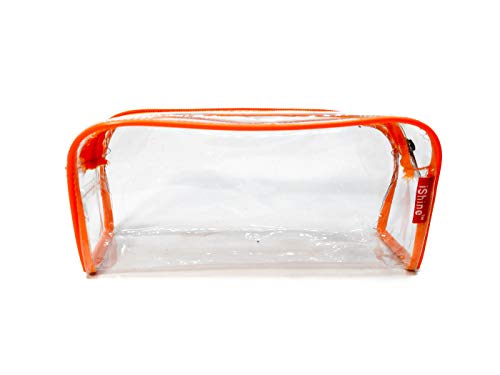 Image of iShine Multipurpose Travel Morning Zipper Pouch for Men and Women Transparent Medium (Pack of 2, Orange)