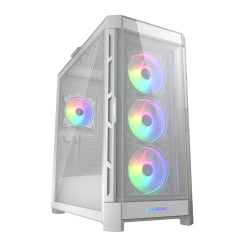 COUGAR DUOFACE PRO RGB Mid Tower PC Case con 2 distinti pannelli frontali Mesh e vetro e ventole RGB (Bianco)