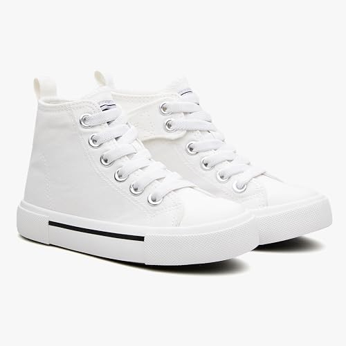 Kids High Tops Sneakers –Toddler Canvas Walking Shoes with Hook and Loop for Boys and Girls2