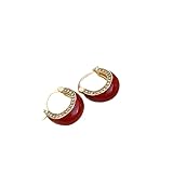 Red Resin Ball Stud Earrings for Women Minimalist Retro Vintage Style Fashion Jewelry Lightweight Elegant Statement Ear Studs with Sparkle Finish