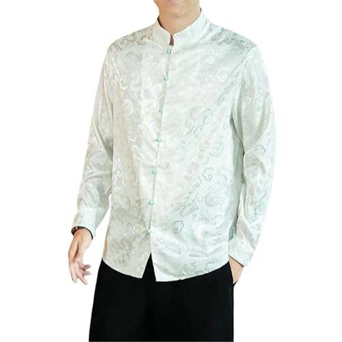 Hanfu Tang pour homme avec motif dragon et boutons grenouille en coton