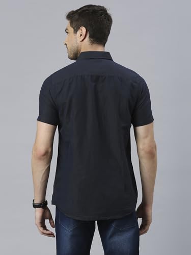 Image of Thomas Scott Men's | Solid | Half Sleeve | Slim Fit | Linen Blend | Spread Collar | Casual Shirt
