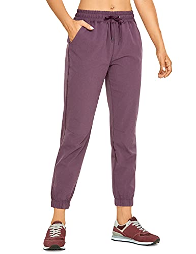CRZ YOGA Calça de jogging feminina, leve, atlética, com cordão, respirável, afunilada, com bolsos –