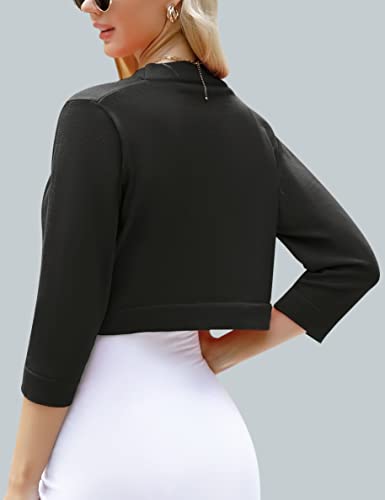 Iclosam AMN00176_B2_L Women 3/4 Sleeve Cropped Cardigans Open Front Bolero Shrug Knit Sweater Jacket thumb #6