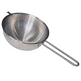 HiSteng 7-Inch Stainless Steel Strainer Colander with Handle, 1.5 Qt, Small, Ideal for Draining, Straining or Rinsing, Rivet-free Design, Easy to Clean