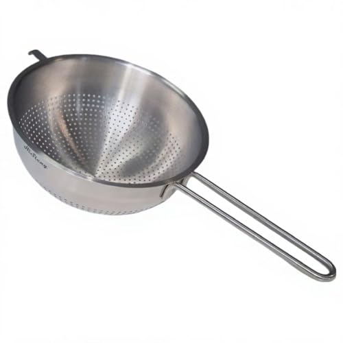HiSteng 7-Inch Stainless Steel Strainer Colander with Handle, 1.5 Qt, Small, Ideal for Draining, Straining or Rinsing, Rivet-free Design, Easy to Clean