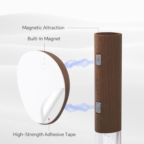 Image of Rechargeable Motion Sensor Wall Sconce, Walnut Wood, 4 Pack | Four magnetic peel-and-stick indoor night lights for coordinated hallways, stairs, bathrooms, bedrooms, and closets
