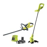 Ryobi One+ 18 Volts : Taille Haies 45cm + Coupe-Bordures 25cm - 1 Batterie Lithium+ 2,0Ah et 1 Chargeur 1,7A -...