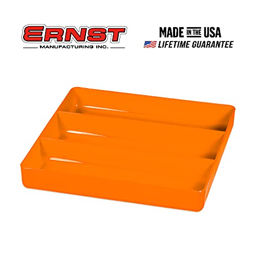 Image of Ernst Manufacturing Toolbox Tray: Stackable Tray in Orange with 3 Compartments - Ideal for Trades, Mechanics, Electricians, Plumbers, Household Use, Hobbies, and More - Heavy Duty - Made in the USA
