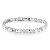ELARLACE Silver Plated Square Tennis Bracelet for Women | Adjustable Cubic Zirconia Jewelry Gift