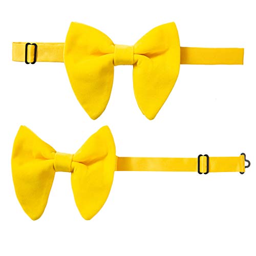 Image of GUSLESON Mens Solid Plaid Velvet Pre-tied Adjustable Bow Tie and Pocket Square Cufflink Set with Gift Box