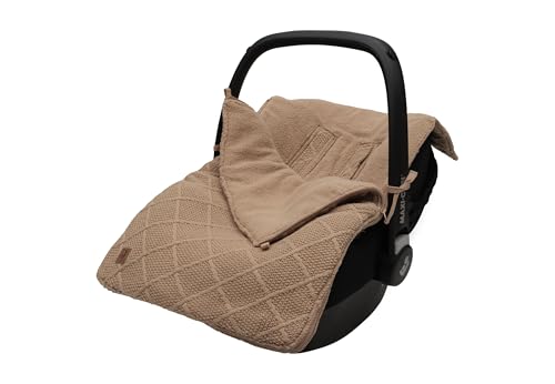 Jollein Saco para cochecito de bebé Check Knit, para asiento de coche del grupo 0+ y cochecito, para cinturón de 3 y 5 puntos, patrón de punto y forro polar