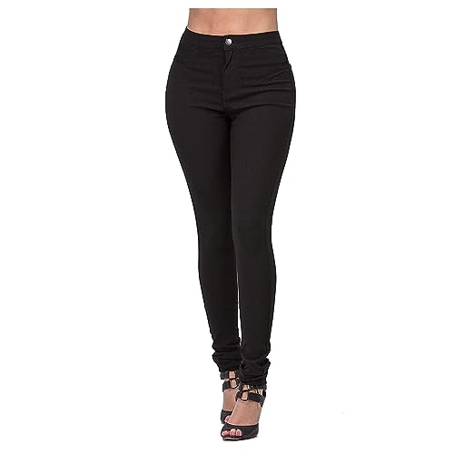 High Waisted Jeggings for Women Tummy Control Stretchy Slim Fit Skinny Leg Pull On Jeans Shapewear Leggings for Yoga Black