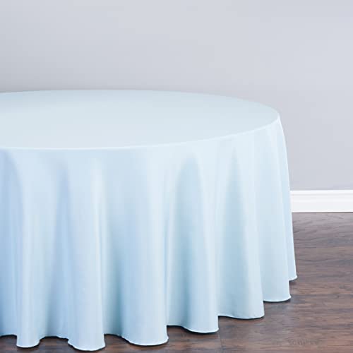 Linentablecloth 108-Inch Round Polyester Tablecloth Baby Blue #TOP1