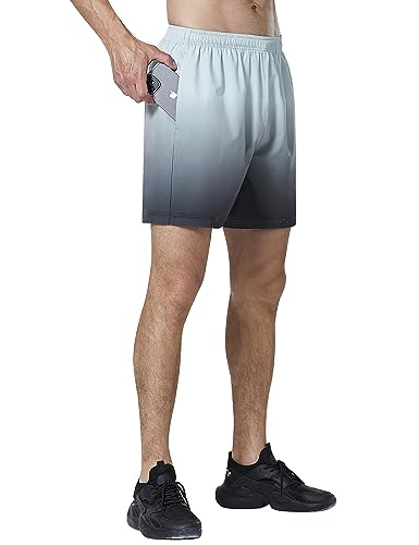Image of EZRUN Men's 5 Inches Running Workout Shorts Quick Dry Lightweight Athletic Shorts with Liner Zipper Pockets