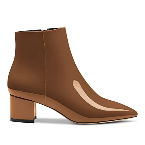 DearOnly Women Chunky Block Low Kitten Heel Pointed Toe Ankle Boots Short Bootie Zipper Slip-on Classic Office Shoes 2.0 Inches Heels2