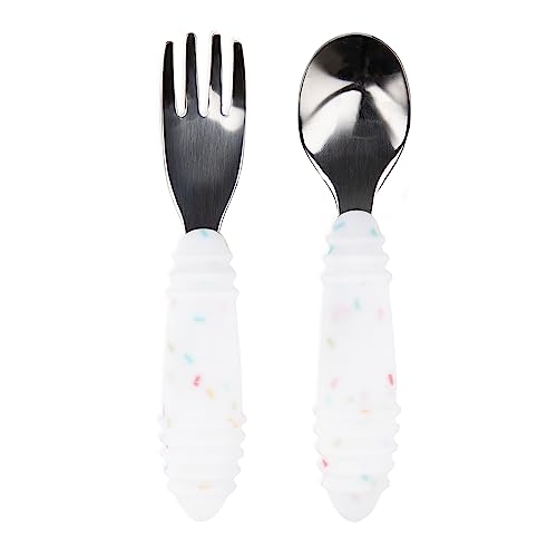 Bumkins Toddler Utensils, Kids Size Fork and Spoon Set, Silicone ...