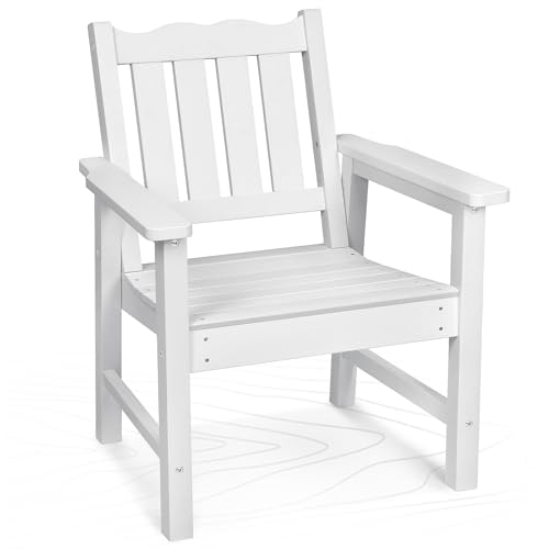 Stoog Oversized Patio Chair, All-Weather Outdoor Chairs with Curved Backrest, 400 lbs Support Patio Dining Chair, for Backyard, Garden, Porch, Deck and Balcony, White