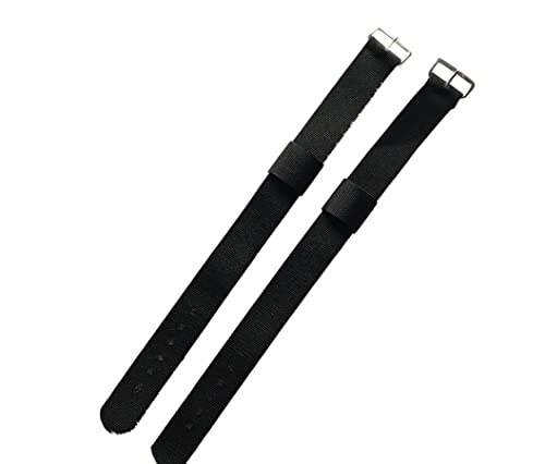 Dcasmo group Correa Reloj de Nailon Negro tipo Nato Militar 18mm para Hombre New Old Stock 1960   Pulsera Vintage Original   Strap Bracelet de Relojeria Antigua (DOS HEBILLAS PLATEADAS)