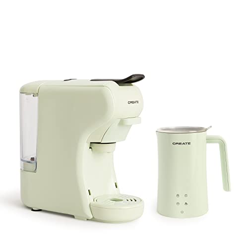 CREATE / PACK POTTS + MILKFROTHER/Cafetera Multicápsula Express y Espumador calentador de leche color Verde